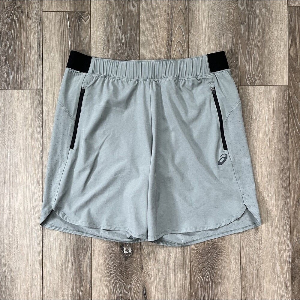Asics Mint Green Lined Athletic Training Shorts Mens Sz Medium Zip Pockets